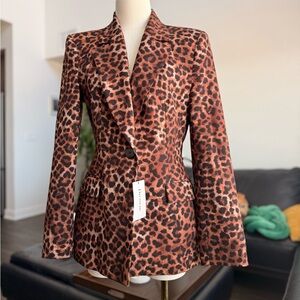 Zara Leopard Print Blazer Jacket - Women's Brown Animal Print